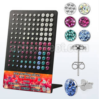 brvfrm display w silver ear studs w crystal top w resin cover