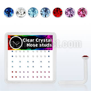 bxa10 clear acrylic nose stud with round colored crystal top