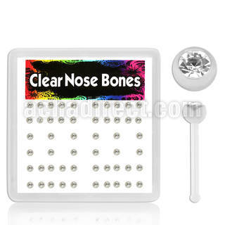 bxa18 acrylic nose bone with round clear crystal top