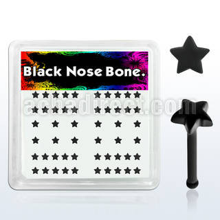 bxa1 box of black acrylic nose bone with 3mm star tops