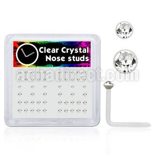 bxa29 clear acrylic nose stud w round clear crystal top