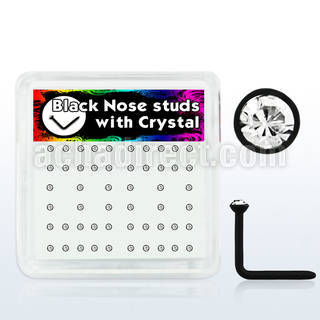 bxa3 black acrylic nose studs with round clear crystal top