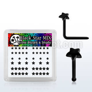 bxaksr black acrylic nose stud bone w assorted size star top