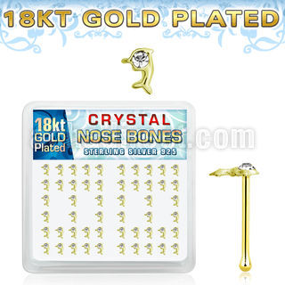 bxdpcg 18k gold plated silver nose bones clear dolphin