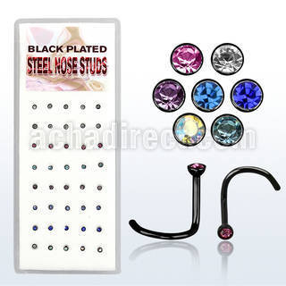 bxns5 black anodized 316l nose screw with colored crystal top