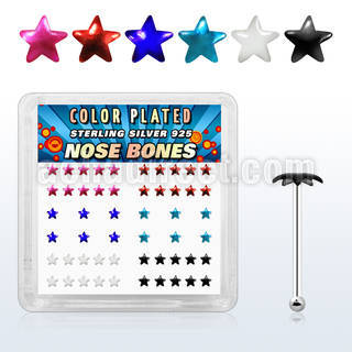 bxpsar silver nose bone with color plated star shaped top