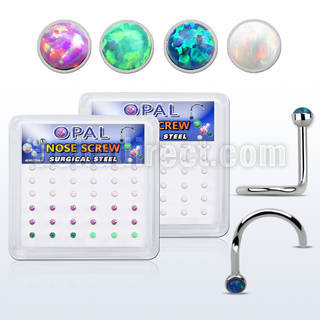 bxsop3 box w 316l steel nose studs w synthetic opal top