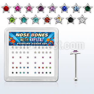 bxsr2m silver nose bone with small crystalic star shaped top