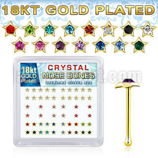bxsr2mg 18k gold plated silver nose bones color star