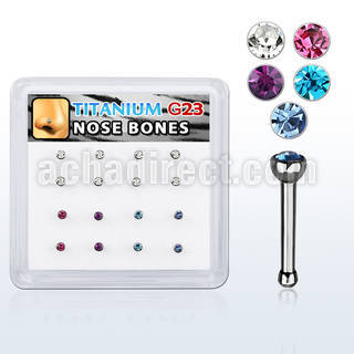 bxunb2 caja 16 piercing nariz hueso titanio g23 1mm cristal bisel venta