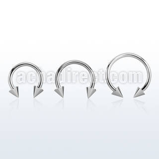 cbcnm 316l steel circular barbell, 14g (1.6mm) w 2 4mm cones