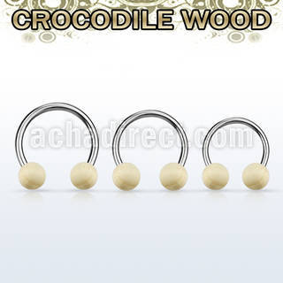 cbcr5 organic circular barbell w 2 5mm crocodile wood balls