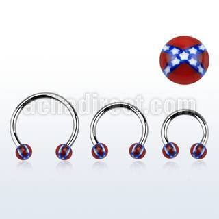 cbedxs 316l steel circular barbell w confederate acrylic balls