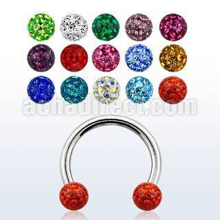 cbefr3 316l steel eyebrow lip circular barbell w crystal ball