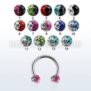 cbefr3e 316l steel eyebrow lip circular barbell w crystal ball