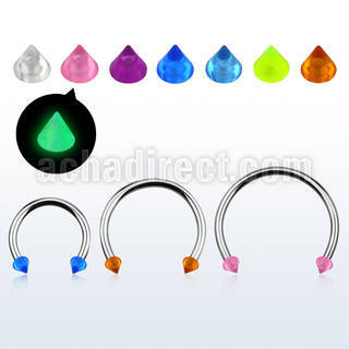 cbeglcnl xxl steel circular barbell 16g 3mm glow in the dark cone