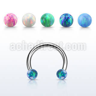 cbeop3 316l steel circular barbell w 3mm synthetic opal balls