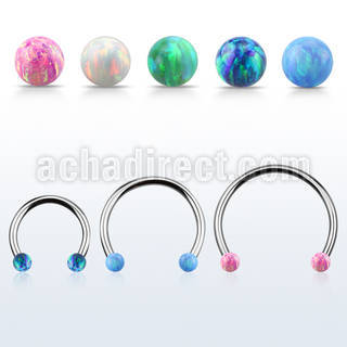 cbeop3l xxl steel circular barbell, 16g w 3mm opal balls