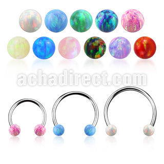 steel circular barbell 18g w two 3mm synthetic opal balls