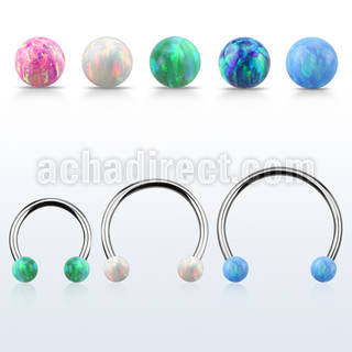 cbeop4l xxl steel circular barbell, 16g w 4mm opal balls