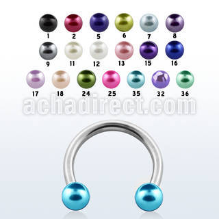 cbepr 316l steel circular barbell with faux pear balls