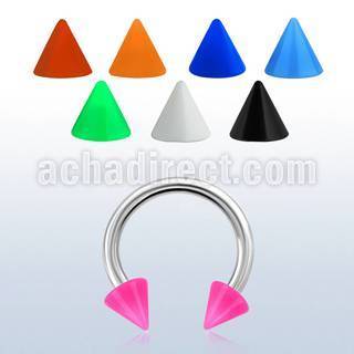 cbesacn 316l circular barbell w solid color acrylic cone