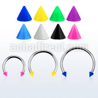 cbesacnl xxl steel circular barbell, 16g w 3mm solid acrylic cone