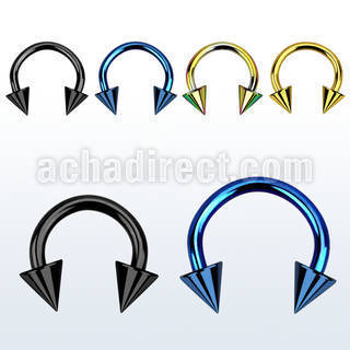 cbetcn4 anodized 316l steel circular barbell with 4mm cone