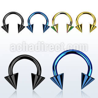 cbetcn5 anodized 316l steel circular barbell with two 5mm cones