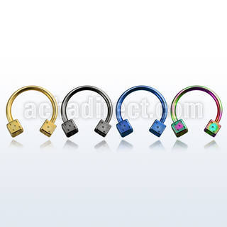 cbetdi anodized 316l steel circular barbell with 3mm dice