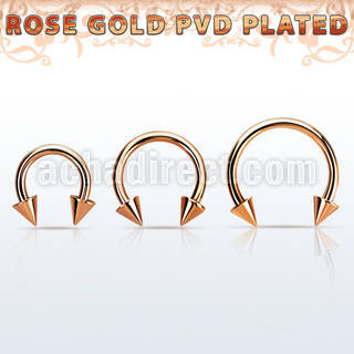 cbettcn rose gold plated 316l steel circular barbell w 3mm cones