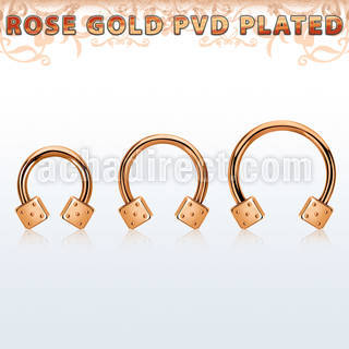 cbettdi rose gold steel circular barbell w 2 3mm dices