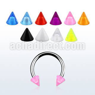 cbeuvcn 316l steel circular barbell with acrylic uv cone