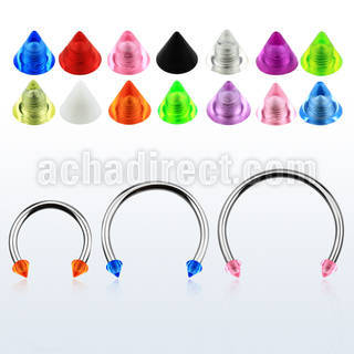 cbeuvcnl xxl steel circular barbell, 16g w 3mm uv cones