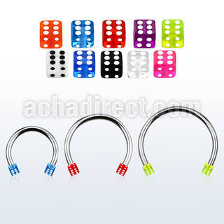cbeuvdil xxl steel circular barbell, 16g w 3mm uv dices