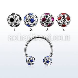 cbfr6a 316l circular barbell w dotted multi crystal ball