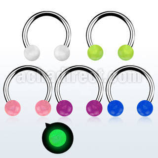 cbgl 316l steel circular barbell w glow in the dark ball