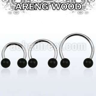 cbmar8l xxl steel circular barbell, 14g w 8mm areng wood balls