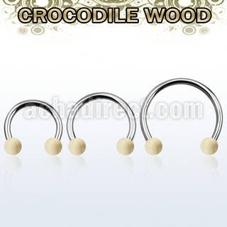 cbmcr5l xxl steel circular barbell 14g w 5mm crocodile wood ball