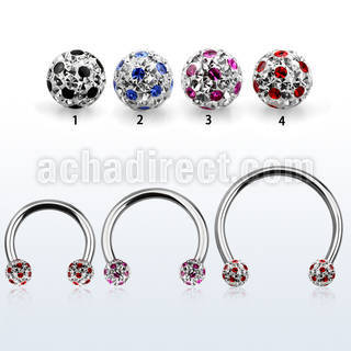 cbmfa5l xxl steel cbr 14g 5mm ball multi crystal ball cute dott