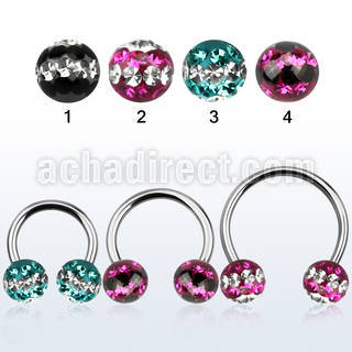 cbmfd8l barbell circular diametro acero 316l bolas 8mm multi cristal ferido triple linea usar como arete mayorista
