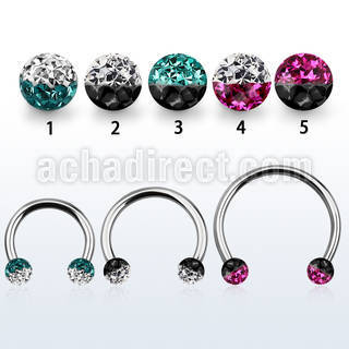 cbmfe5l barbell circular diametro acero 316l bolas 5mm multi cristal ferido colores usar como arete mayorista