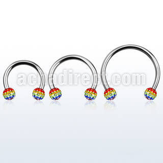 cbmfg5l barbell circular diametro acero 316l bolas 5mm multi cristal ferido bandera gay usar como arete distribuidor mayorista