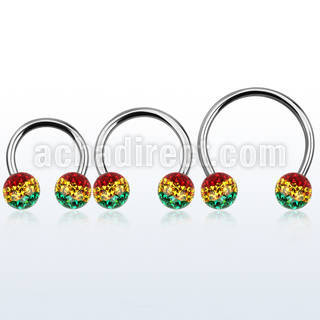 cbmfr8l xxl steel cbr, 14g w 8mm ball w rasta color stripes