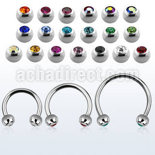cbmjb5l xxl steel cbr, 14g w 5mm jewel balls w crystals