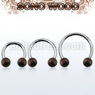 cbmsn8l xxl steel circular barbell, 14g w 8mm sono wood balls