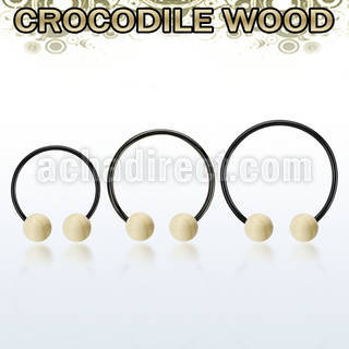 cbmtcr8l barbell circular diametro acero 316l anodizado bolas 8mm madera cocodrilo usar como arete al por mayor