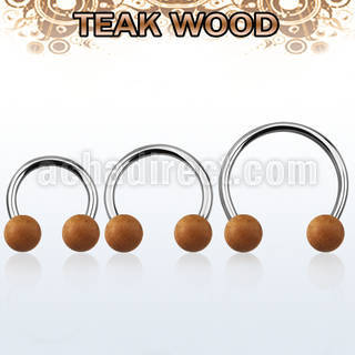 cbmte8l barbell circular diametro acero 316l bolas 8mm madera teca usar como arete al por mayor
