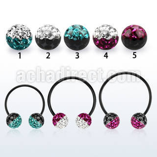 cbmtfe8l barbell circular diametro acero 316l anodizado negro bolas multi cristal 8mm colores mayorista