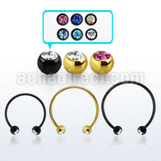 cbmtjb5l xxl anodized steel cbr, 14g w 5mm jewel balls w crystals